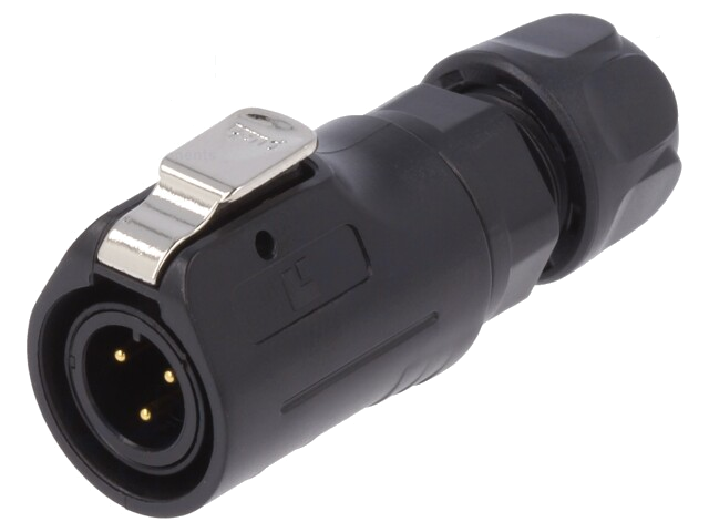Connector: rond; stekker; maat 12; 02; mannelijk; PIN: 3; verguld; 5A Connector: rond; stekker; maat 12; 02; mannelijk; PIN: 3; verguld; 5A